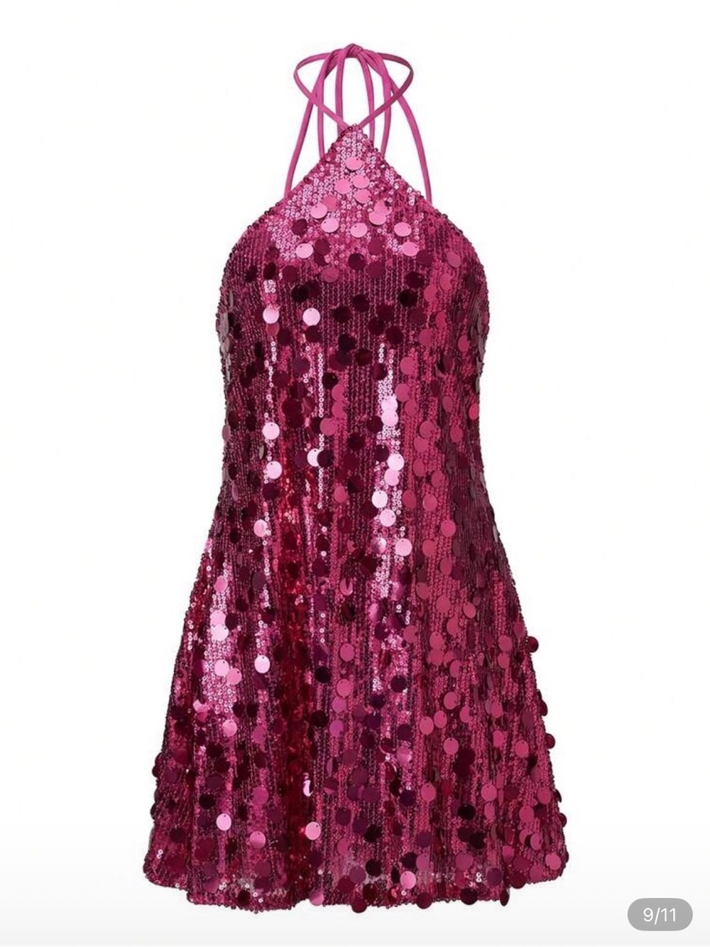 Pink Sequin Halter Dress